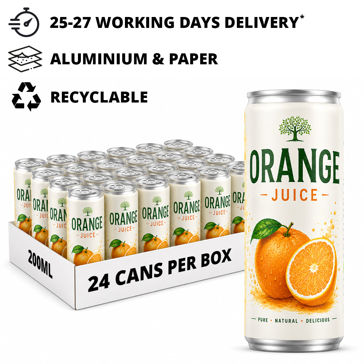 200ml Organic Orange Juice Can - Label Print