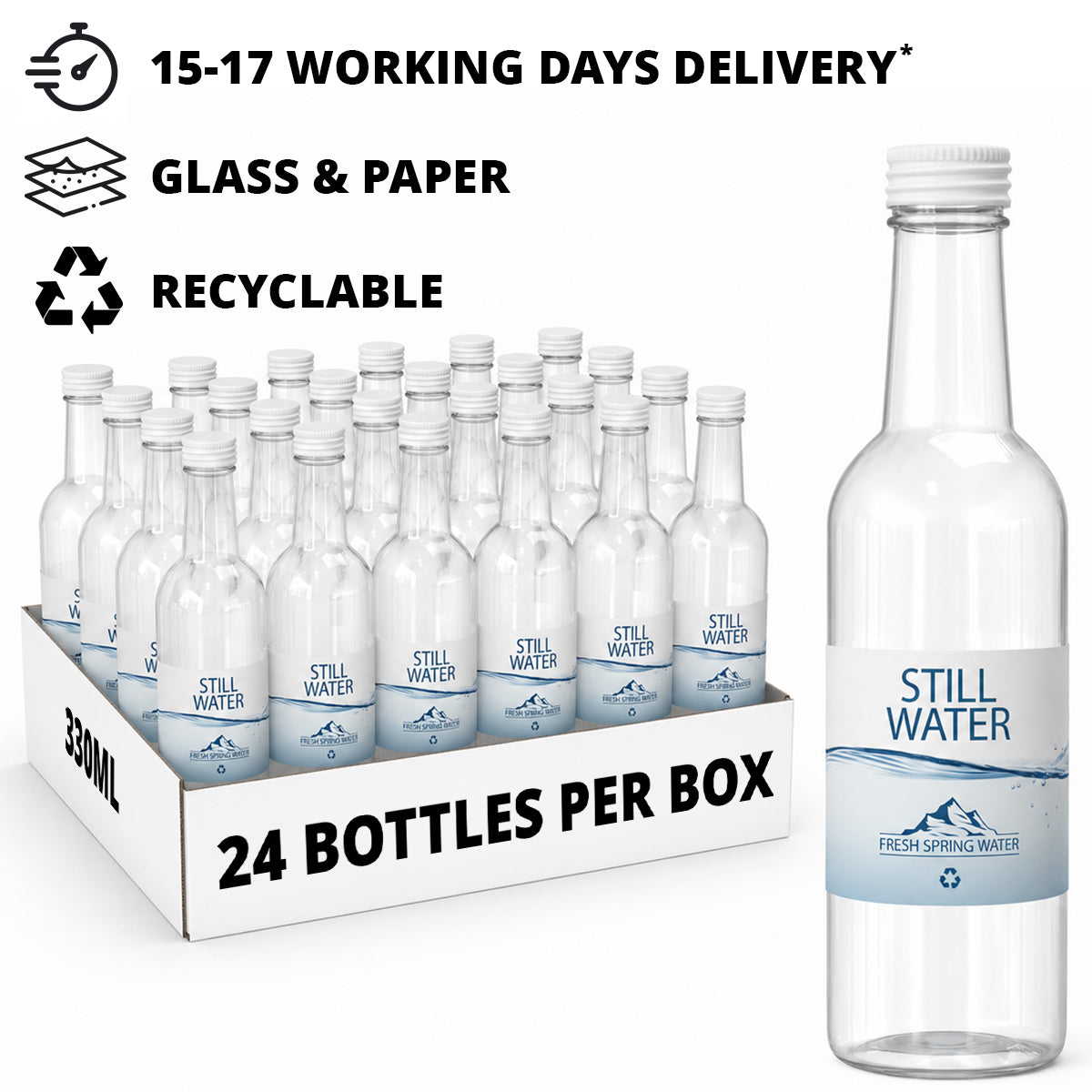 330ml Branded Glass Bottled Still Water
