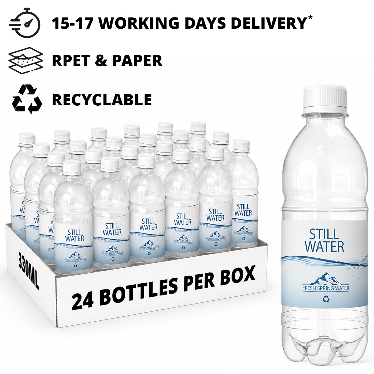 330ml Branded rPET Bottled Still Water