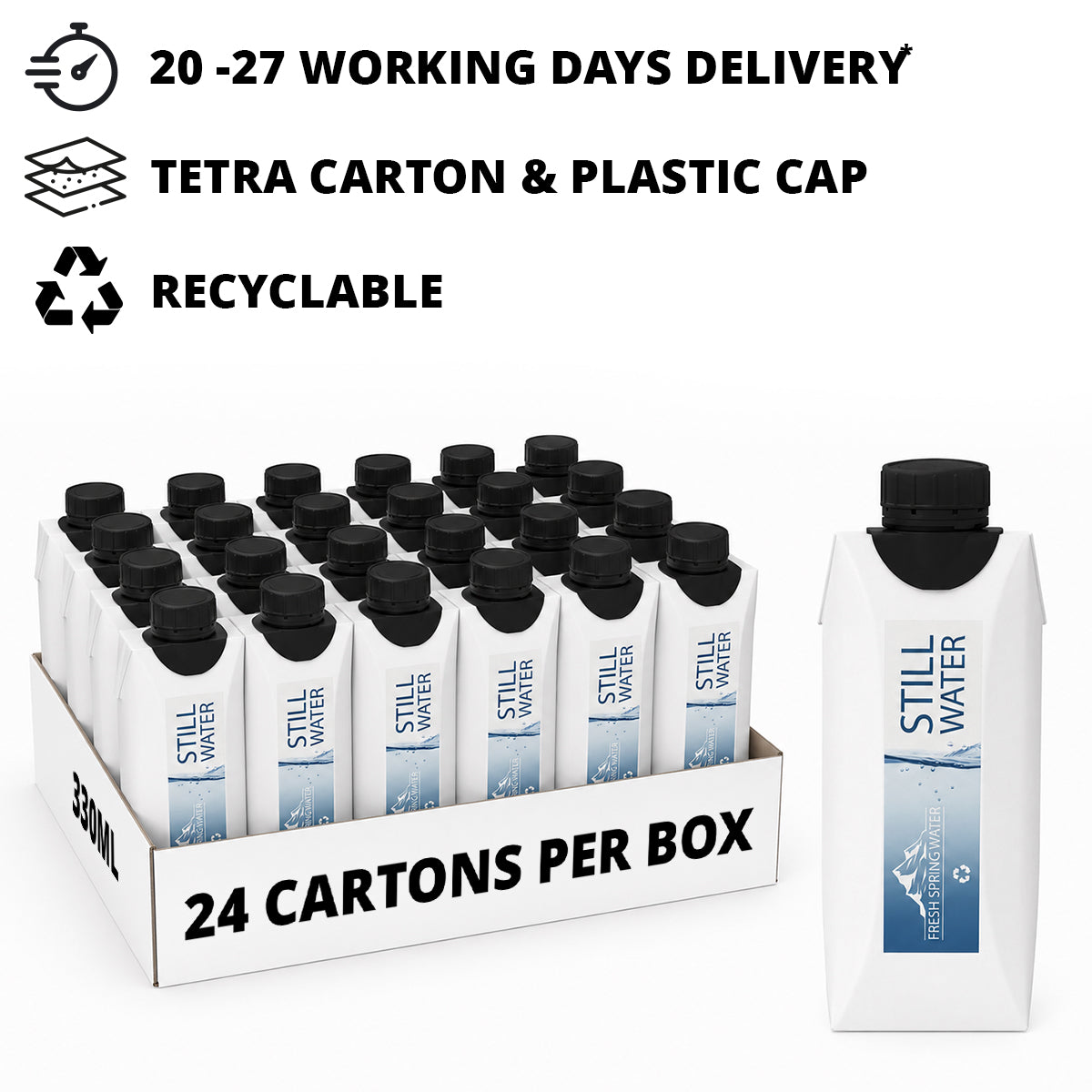 330ml Tetra Water Cartons – Direct Print Full Colour