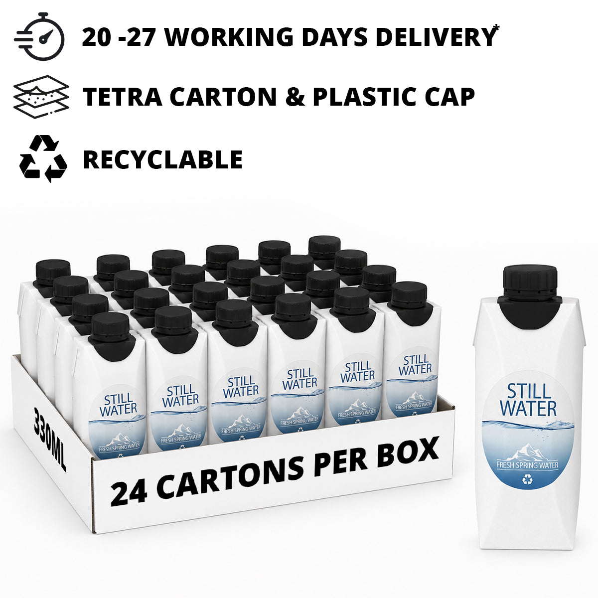 330ml Tetra Water Cartons – Double Sided Label Print