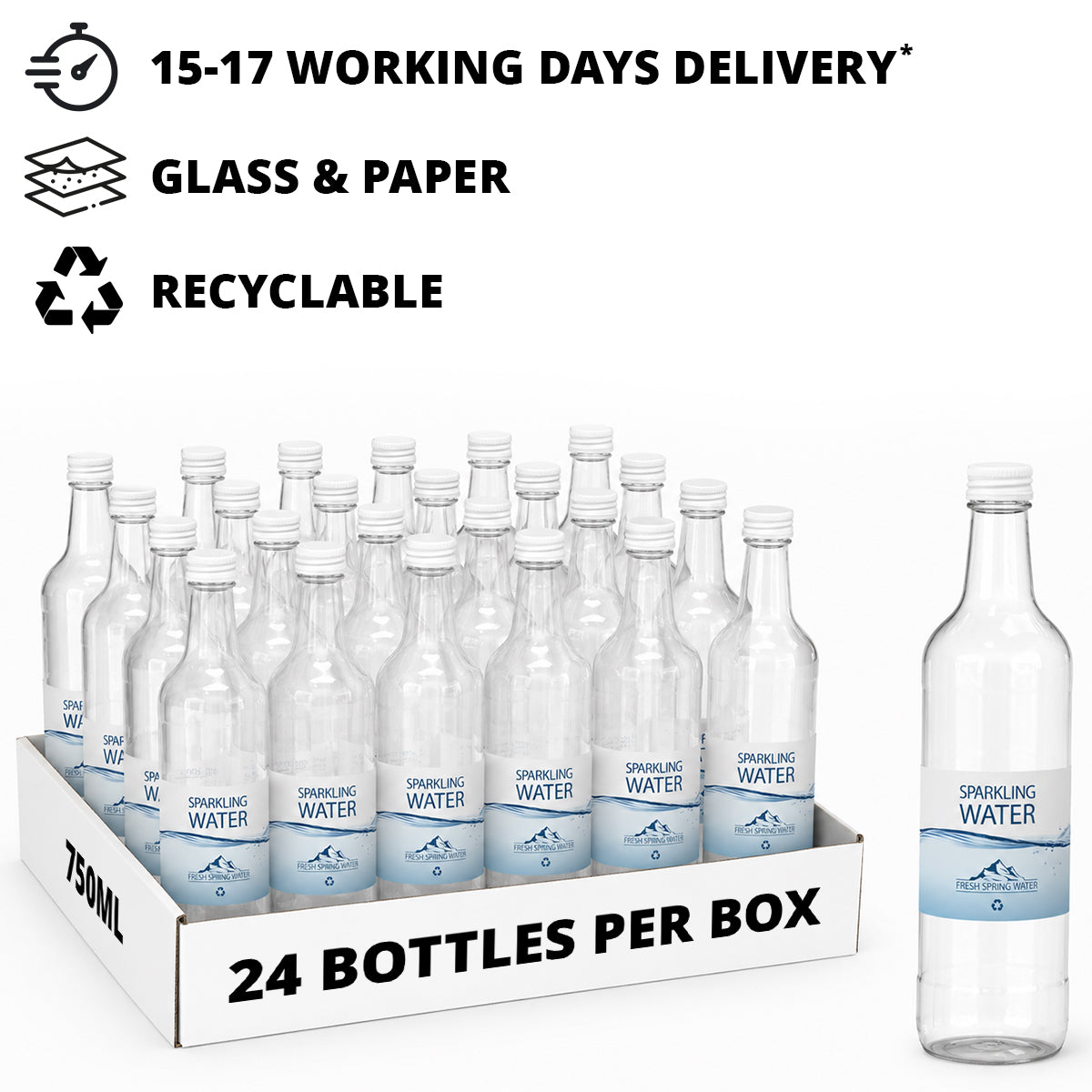 750ml Branded Glass Bottled Sparkling Water